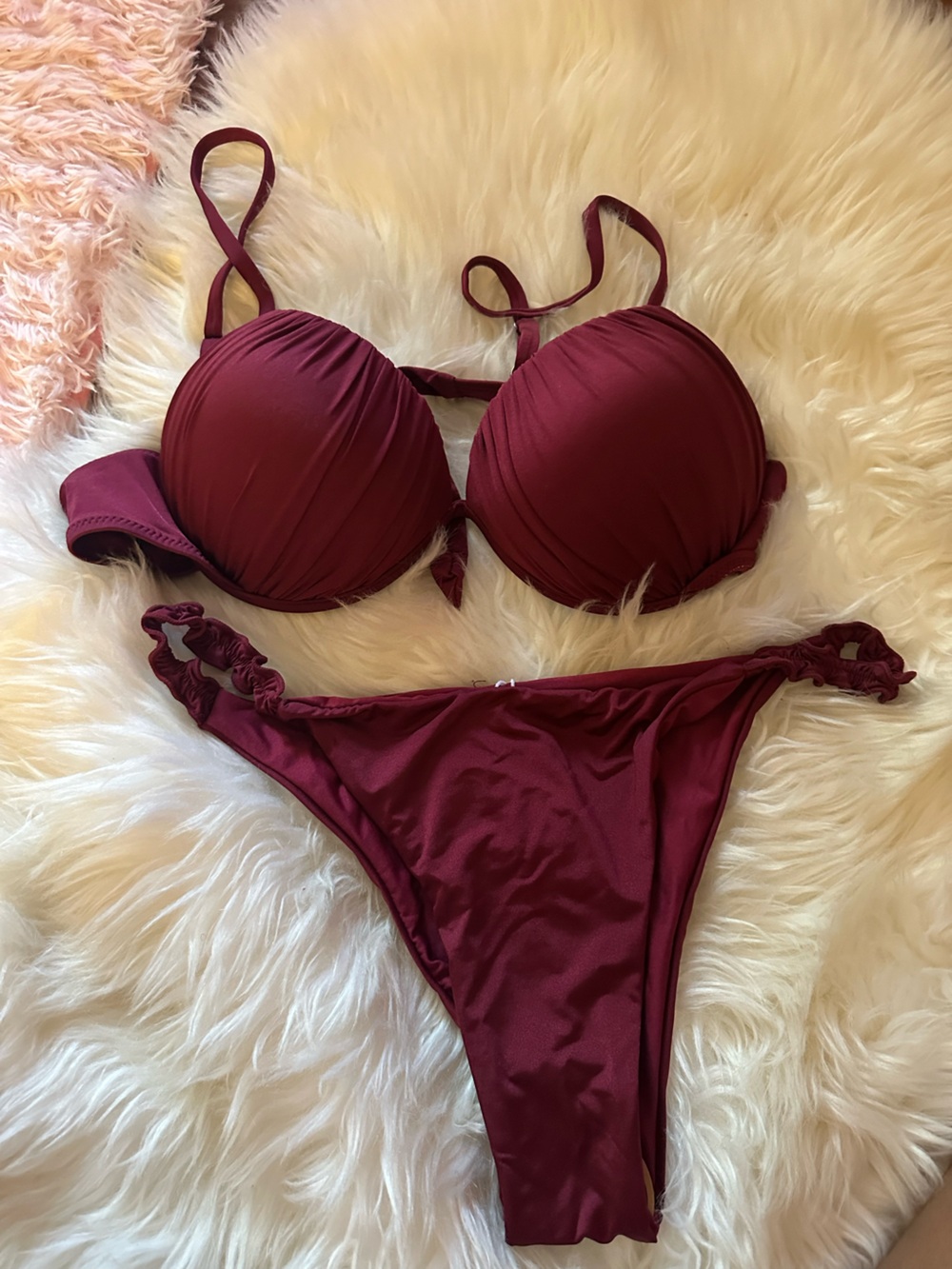 Women's Ruched Bikini Set - Padded Swim Top & Matching Bottoms